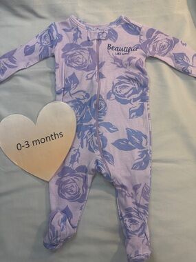 The Children's Place - Floral print newborn footed sleeper. Size 0-3 months